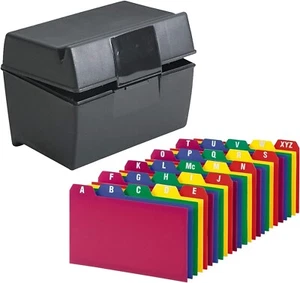 Index Card Holder, Index Cards Storage Box Holds up to 300 4X6” Cards, with Poly - Picture 1 of 3