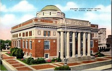 Stearns County Courthouse St Cloud Minnesota Street Building View Linen Postcard