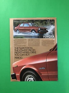 1980 TOYOTA TERCEL VINTAGE ORIGINAL PRINT AD ADVERTISEMENT PRINTED - Picture 1 of 1