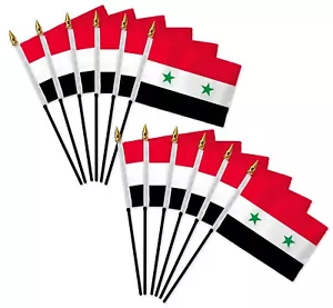 12pc Pack of Syria 4x6in Stick Flags for Parades & Decor - Picture 1 of 2