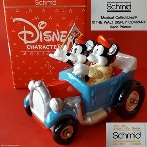 Vtg 1990s Disney Mickey & Minnie Hotrod Car Schmid 253-404 Ceramic Music Box ITB - Picture 1 of 12