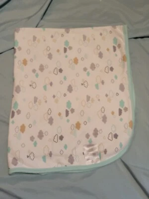 Garanimals Manta Bebé Recibiendo Nubes Blancas Aqua Gris Usada en Excelente Condición LN  Foto 1 de 2