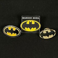 Lot Of 3 Batman Black Yellow Logo Warner Bros Pins DC Comic Bruce Wayne Vtg 1999