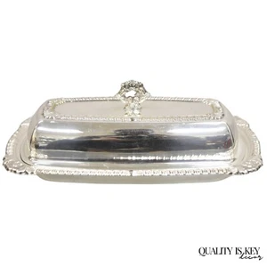 Vintage Victorian Style Silver Plated Covered Butter Dish w/ Glass Liner by Rose - Picture 1 of 10