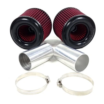RED Pair Air Intake Dual Cone Filter Kit for BMW 135i 335i 535i Z4 3.0L N54 New - Image 1 of 4