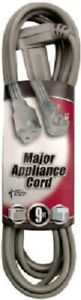 Coleman Cable, 9', 14/3 SPT-3, 250V, Gray, Air Conditioner Extension Cord