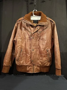 American Base braune Lederbomberjacke 2XL D123 - Bild 1 von 13