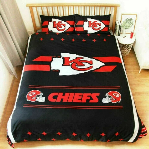US Kansas City Chiefs 3PCS Duvet Cover Pillowcases Bedding Sets Comforter Cover Cover