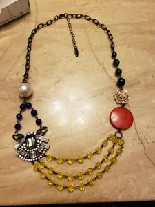 Plunder ANNALEE Necklace - Mixed Beads w/ Faux Pearl, Crystals Accents 24”-27” - Picture 1 of 2