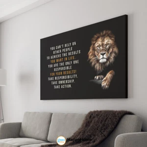 Attitude Lion Poster Motivational Inspiration Quotes Wall Art Canvas Take Action - Picture 1 of 16