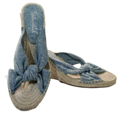 NWOT Splendid Women's Braided Jute Wedge Heel Sandal Blue US Size 8 $110 JJ018 - Image 1 of 4