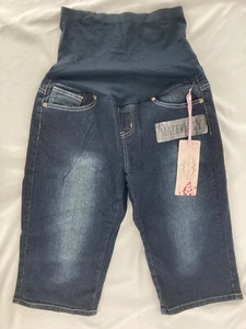 Bella Vida Womens Maternity Shorts Dark Blue Stretch Size Medium NWT - Picture 1 of 9