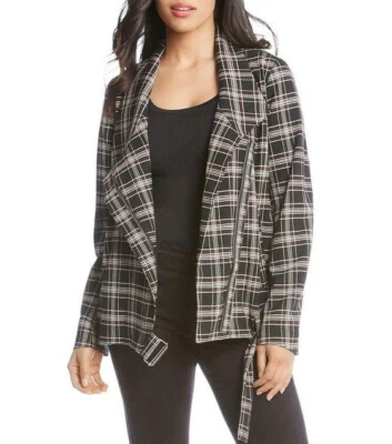 Chaqueta mujer KAREN KANE 3N94947 PLA cereza blsm cuadros hecha en EE. UU. XS $174 Foto 1 de 4