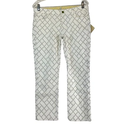 7 For All Mankind Jonathan Adler Pants Women's Sz 32 White Cropped Gwenevere Nwt - Image 1 of 4