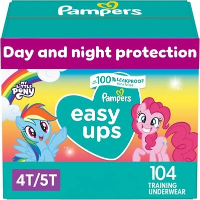 Pampers Easy Ups Girls' Disposable Training Underwear - 4T - 5T, 104 Count - Imagem 1 de 4