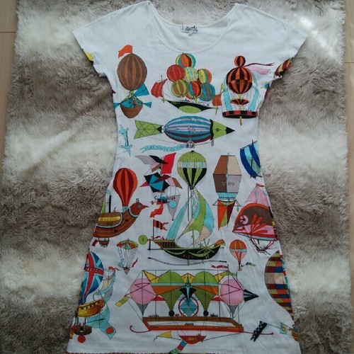 HERMÈS Autentico abito vintage Hermes LES FOLIES DU CIEL a maniche corte taglia S