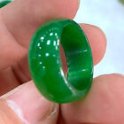 Wide Unisex Real Chinese Green Jade Ring Band Genuine Grade A Size 9-10#