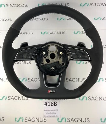 AUDI RS Logo Grey Stitching Half Alcantara A4 S4 A5 S5 SQ5 Steering Wheel #18B - Image 1 of 4