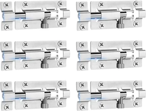 6 Pack Slide Lock, 3 Inch Barrel Bolt Latch, Premium Door Bolt Lock, Stainless S - Picture 1 of 12
