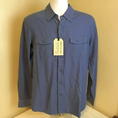  Free Planet Mens Shirt Blue w/ White Micro Dots 100% Cotton Long Sleeve NWT $64 - Image 1 of 4
