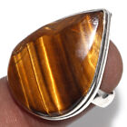 Tiger Eye 925 Silver Plated Gemstone Ring US 7.5 Promise Gift for women GW