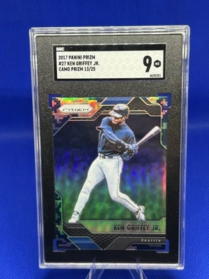 2017 Panini Prizm Ken Griffey Jr /25 Camo Prizm SGC 9 - Image 1 of 2