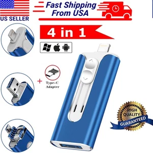 2TB 1TB Memory Stick 4 in1 USB 3.0 Flash Drive Type C OTG Thumb Disk For iPhone - Picture 1 of 9