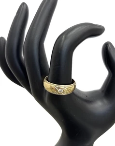 Vintage 14K Yellow Gold Art Carved Diamond Ring Size 9.5 4.6 Grams - Picture 1 of 3