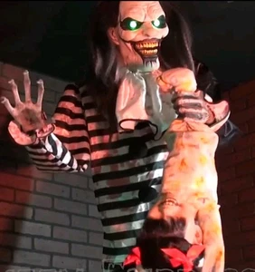 7ft Halloween Animated Sweet Dreams Clown Prop Scary Evil Circus Animatronic  - Picture 1 of 3