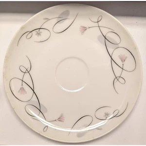 Sango Patrician Floral Abstract Tea Saucer LOT OF 7 Replacement gray pink black - Picture 1 of 1