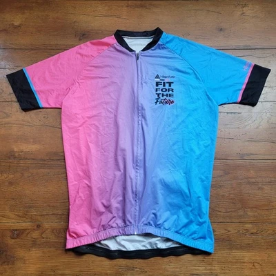 Camiseta de ciclismo grande para hombre 21" P2P (8/10) azul rosa L Hikenture Foto 1 de 4