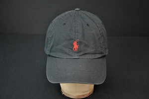 VTG Polo Ralph Lauren Hat Cap Black Red Pony 90s 5422S - Picture 1 of 3