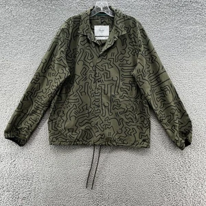 Herschel Jacket Men Medium Green Keith Haring Print Coach Windbreaker Streetwear - Picture 1 of 10