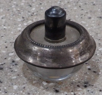 Encendedor de mesa vintage Frank Whiting de plata de ley y vidrio (sin usar) Foto 1 de 4