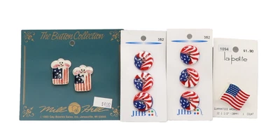 Vintage Americana Porcelain Buttons, Mill Hill, American Flag, Bunnies - Image 1 of 4