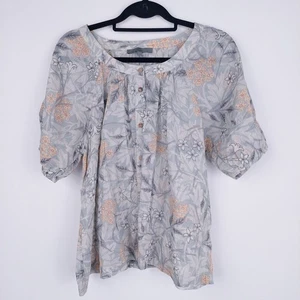 Next Morris & Co Talla 14 Gris Manga Corta Top Blusa Botón Frontal Floral - Imagen 1 de 13