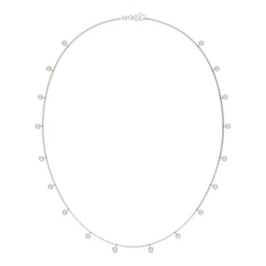 Conjunto de collar de estación de bisel de moissanita redondo de plata de ley, 1,86 cttw DEW - Imagen 1 de 5