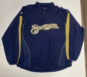 MILWAUKEE BREWERS MAJESTIC COOL BASE 1/4 Zip Windbreaker Jacke Hemd HERREN XL - Bild 1 von 15