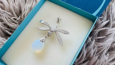 Pierre Lang Anhänger Libelle  Mondstein Kettenanhänger Silber  w. neu OVP - Bild 1 von 4