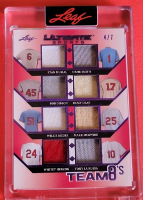 STAN MUSIAL JERSEY CARD #d4/7 Ozzie Smith DIZZY DEAN BOB GIBSON MARK MCGWIRE BAT - Image 1 of 2