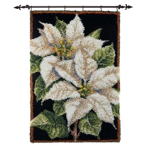 Herrschners® White Poinsettia Kit & Hanger Latch Hook Kit - Picture 1 of 1
