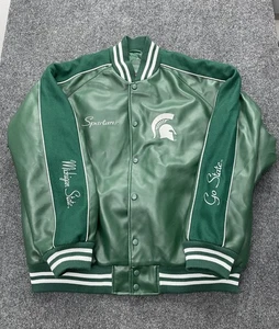 Chaqueta Universitaria De Colección Michigan State Spartans Bombardero Fútbol Lettermen Para Hombres XL - Imagen 1 de 19