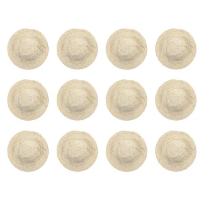  12 pezzi mini cappelli di paglia cappelli per bambole intrecciate mini simula - Immagine 1 di 4