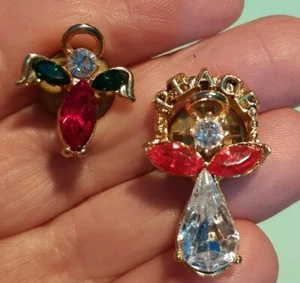 2 spille angelo vintage con strass tono oro Natale - Foto 1 di 2