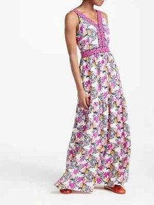  BODEN ICONS Loretta Silk Mix Maxi Dress size 12 pink & wild bloom geo colour--- - Picture 1 of 8