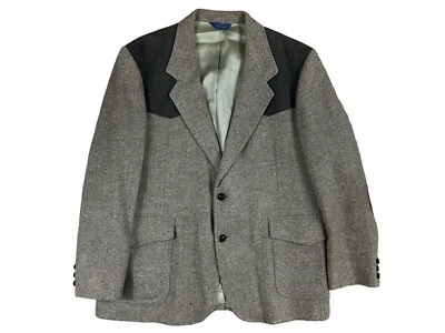Pendleton Western Wear Tweed Coat Jacket Blazer Leather Suede Wool Size 46 - Image 1 of 4