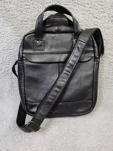 Bolso bandolera de cuero para hombre negro guijarros cuero genuino ajustable  - Imagen 1 de 12