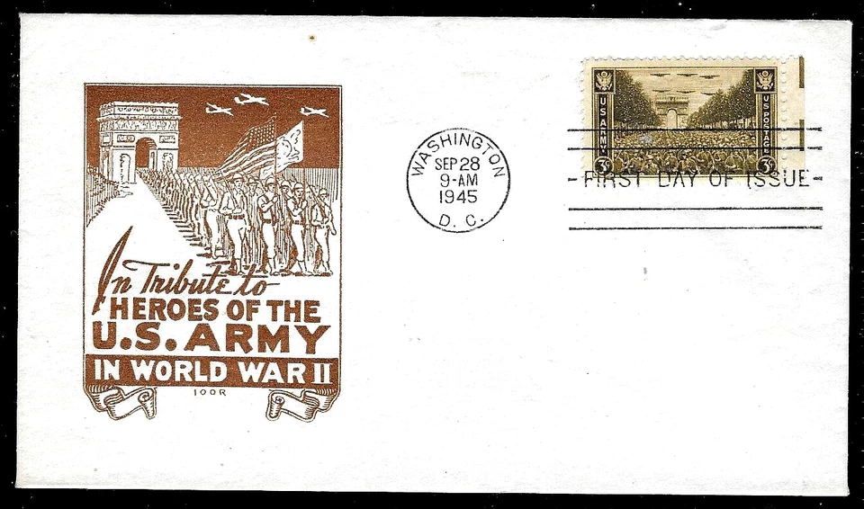 934 3c Stamp (1945) U. S. ARMY HEROES 'SAVE FREEDOM' FDC FROM HARRY IOOR CACHETS - Image 1 of 1