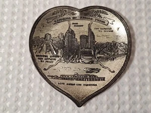 Vintage 1950 Dallas Texas Souvenir Occupied Japan Metal Heart Trinket Dish Tray - Picture 1 of 10