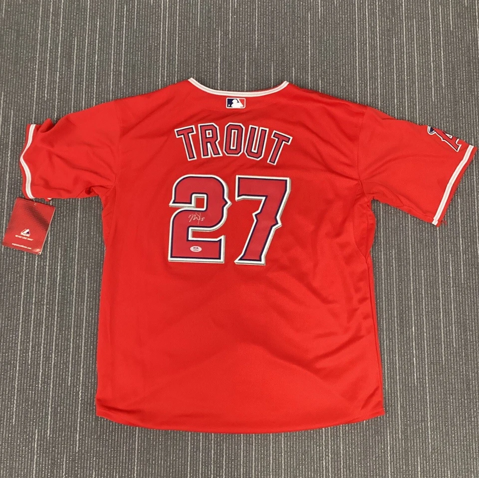 Mike Trout Signed Jersey Majestic Angels Auth MLB Baseball Autograph PSA/DNA - Image 1 of 4